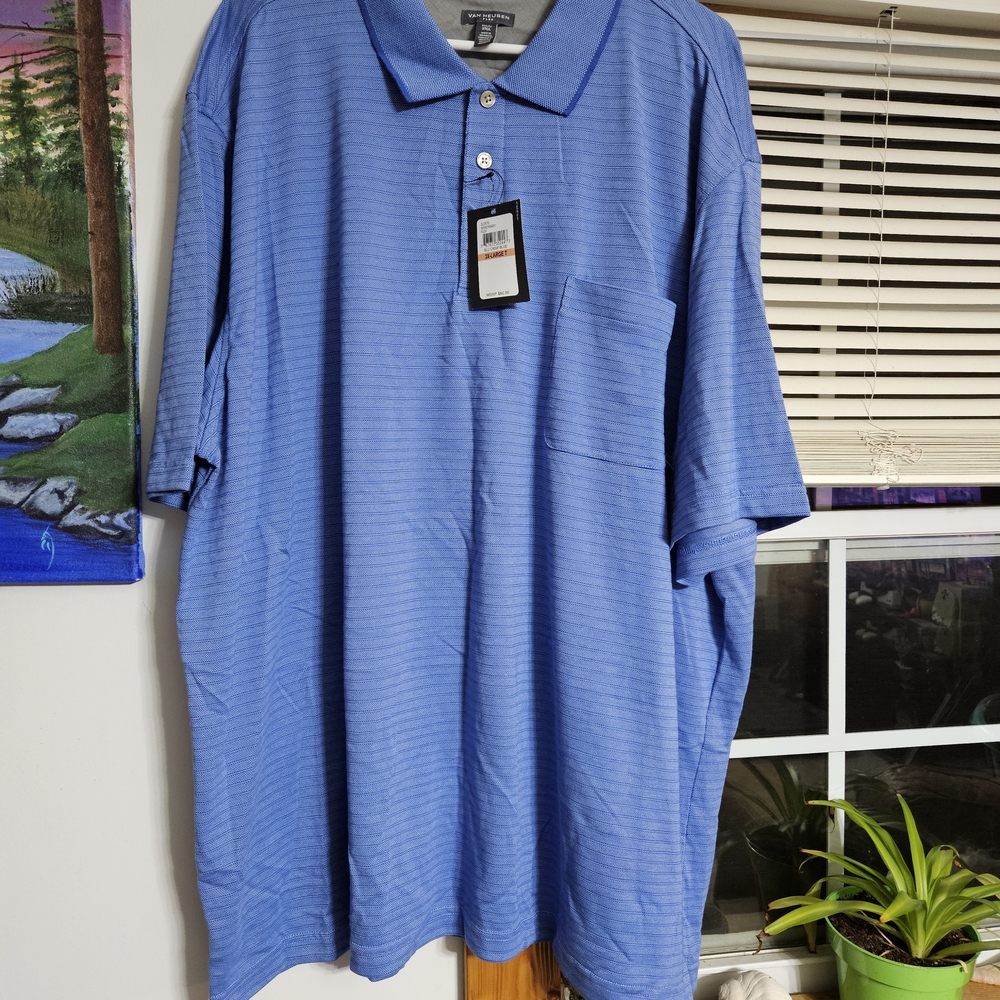 Van Heusen Flex Big And Tall Blue Striped Polo